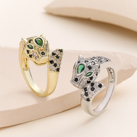 Bague étoile en zircon et pierre naturelle, style européen-américain, créative, distinctive, multi-couches, léopard, luxe léger, mode, passe-partout
