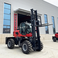 Pengiriman Gratis Forklift Diesel 3.5ton 5ton 6 Ton 4x4 4wd untuk Luar Ruangan, Segala Medan Kasar, Tiang 3 Tingkat, Off Road
