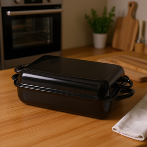 RIESS Professional Roaster 37x26x12.5cm Black Enamelled with Lid - Product Image 3
