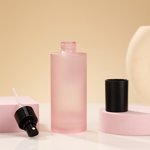 Parfüm 150 kozmetik ambalaj için siyah pompa sis püskürtücü ile uçucu yağ ml buzlu pembe cam sprey şişe doldurulabilir - Product Image 2