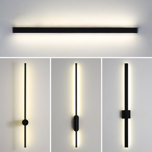 Moderne Simple Long Linéaire Applique Murale Intérieur Bande Noir Dimmable <span class=keywords><strong>Led</strong></span> Appliques Chambre Art Décoration Ligne Éclairage - Product Image 1