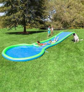 Profitez des plaisirs estivaux en plein air avec le toboggan aquatique double gonflable ELI-E003 de MAKEWAVE, en PVC écologique et léger, conçu pour la piscine. - Product Image 2