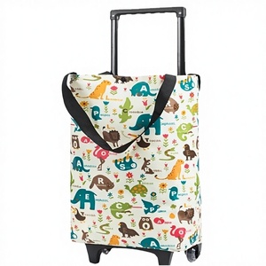 Portable Strong Durable <b>Fold</b> Oxford Trolley <b>Bag</b> with Zipper Wheels for Shopping Grocery Food Organizer Purse - Product Image 2