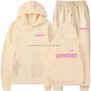 Sweat-shirts à capuche pour femmes de qualité supérieure, ensembles streetwear, logo personnalisé, ensemble blanc pour hommes - Product Image 1