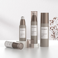 Flacon pompe sans air de luxe vide 15ml 30ml 50ml 80ml 100ml rond en plastique beige mat pour emballage de crème cosmétique, sérum, lotion