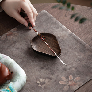 Juego de cucharas de té de madera de nogal, forma plana, cuchara de madera maciza, accesorio práctico para la ceremonia del té - Product Image 1