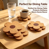 Sous-verres en liège en forme de fleur pour café, thé, bière, sous-verres écologiques absorbants, tapis de table en liège naturel légers et réutilisables