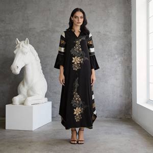 Stylish Elegant Luxury Patchwork Polyester Long Abaya <b>for</b> <b>Muslim</b> <b>Women</b> <b>Dress</b> Custom OEM Wholesale - Product Image 1