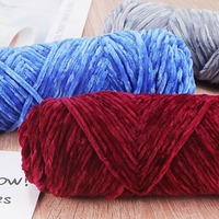 Fil de Velours Chenille Doré Épais, Pelote de Laine pour Chapeaux, Tissage DIY, Crochet, Chaussures, Pulls, Fil Mélangé de Polyester pour Tricot
