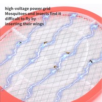 Raquette anti-moustiques rechargeable de sécurité, tapette à insectes à haute tension avec grande grille, attrape-insectes physique écologique