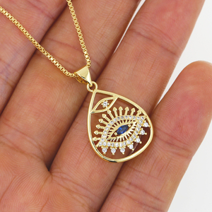 Pendentif Sentinel Evil Eyes en or avec chaîne en forme de boîte, pierre verte et cristal baguette pour femme, collier cadeau - Product Image 6