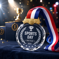 Trophée de sport en cristal rond personnalisé, vierge, pour récompenses, football, marathon, diplôme, 5cm, 6cm, 7cm, vente en gros