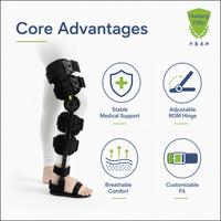 Orthèse genou-cheville-pied KAFO, support rigide, orthèse stabilisatrice des membres inférieurs pour la réadaptation des blessures à la jambe