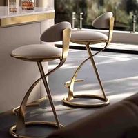 Moderner goldener drehbarer Barhocker mit gepolsterter grauer Samts itz lehne Ergonomisches Design Hochbar stuhl