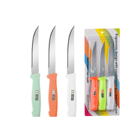Ensemble de 3 couteaux à steak dentelés, couteau à fruits de cuisine, vente en gros, manche en plastique, couteaux en acier inoxydable
