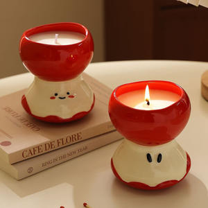 Bougies en cire de soja en pot céramique en forme de <span class=keywords><strong>pomme</strong></span> mordue pour la décoration intérieure printanière et coffret cadeau de Pâques pour femmes - Product Image 4