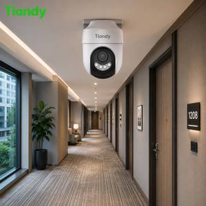 Caméra de sécurité Tiandy 4MP avec vision nocturne couleur, détection humaine, lumière d'alarme rouge et bleue, audio bidirectionnel, WiFi, pour la maison - Product Image 3