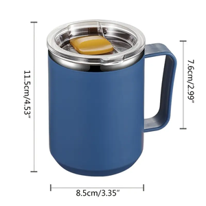 แก้วกาแฟสแตนเลสมีหูจับพร้อมฝาปิดสำหรับกาแฟ ชา สำนักงาน ท่องเที่ยว - Product Image 3
