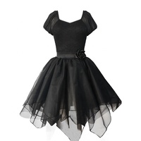 BC032009 Baili Puff Robe de tutu de ballet à manches courtes, jupe en tulle irrégulière, costume de danse contemporaine pour femmes