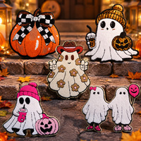 Patchs brodés fantômes d'Halloween mignons, appliques chenille citrouille pour vêtements, sacs, vestes, décoration DIY
