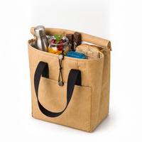 Sac isotherme en tissu kraft lavable avec doublure réfléchissante et poche avant pour pique-nique, plage et voyages