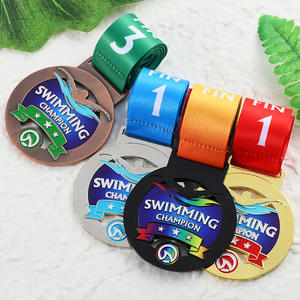 Nouvelles médailles de natation en alliage de zinc métallique émaillé FIN, ensemble de médailles de compétition, médailles de natation personnalisées avec logo et <span class=keywords><strong>ruban</strong></span> de cou dégradé - Product Image 5