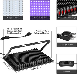 50W 100W 150W 200W <span class=keywords><strong>LED</strong></span> UV ánh sáng màu đen <span class=keywords><strong>RGB</strong></span> lũ DJ 2 trong 1 365nm 395nm màu thay đổi đèn với chuyển đổi chúng tôi EU Anh cắm cho bên - Product Image 2