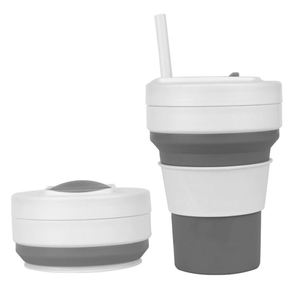 Tasse à café en silicone de marque 350 ml, réutilisable, avec couvercles à vis, pliable, pour un usage quotidien - Product Image 1
