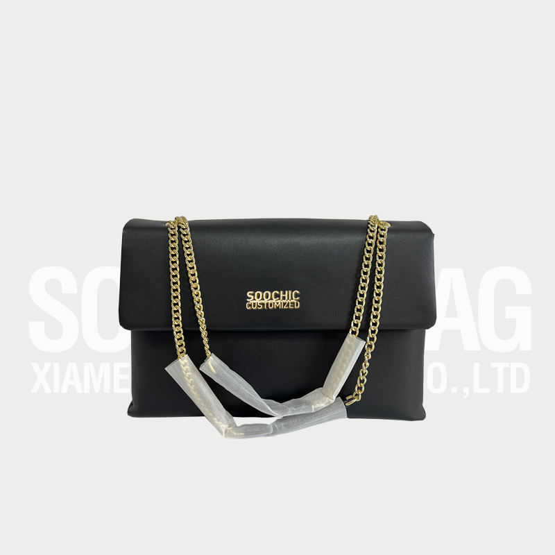 Black Bag with Gold Chain Elegant Women's Accessories