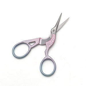Tea Bag Cutters Mini Retro Crane Shaped Scissors Stainless Steel Pink And Blue Gradient Home Use - Product Image 1