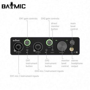 Aoshen Professional X2 Sound Card Audio Interface Digital Portable 48V Microphone With <b>USB</b> Input Recordingm Music - Product Image 4