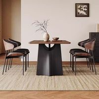Table à manger Voxhome de luxe moderne en pierre frittée à texture marbre avec pieds en bois pour salle à manger/salon
