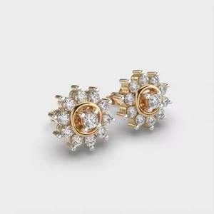 Boucles d'oreilles en diamant de taille ronde les plus vendues en or 14 carats, parfaites pour un usage quotidien ou un cadeau attentionné pour elle à vendre. - Product Image 4