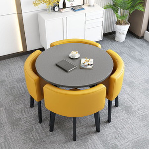 Juego de Comedor Moderno Nórdico al por Mayor, <span class=keywords><strong>Mesa</strong></span> <span class=keywords><strong>Circular</strong></span> <span class=keywords><strong>con</strong></span> 4 <span class=keywords><strong>Sillas</strong></span>, Resistente para Restaurante, Hogar, Bar al Aire Libre y Uso en Hoteles - Product Image 6