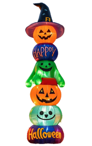 Halloween Inflatables Decorations Scary Pumpkin with Witch Cat Blow Up Inflatable with Built-in <b>LEDs</b> for Outdoor Halloween Decor - Product Image 4