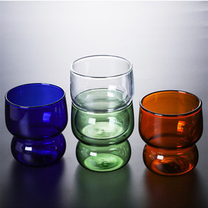 Gobelet en verre borosilicate multicolores de 300 ml, empilable et isolant, pour la maison, le café et le bar - Product Image 2