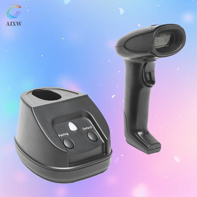 AIXW New Handy 2D Wireless Barcode Scanner With Charge Cradle 2D QR 1D Cordless Barcode Reader for Restaurant