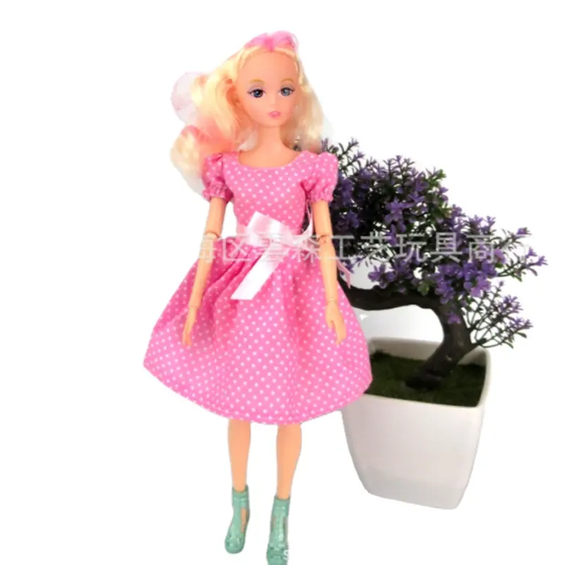 New 11.5-12 Inches Barbie Dress Skirt Princess Pink Dress Fashion Suit Barbie Doll Clothes Accessories Toy for Children Girl