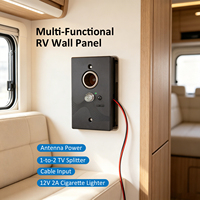Plaque murale d'alimentation pour antenne TV 12V RV avec répartiteur de signal et prise 12V CC pour accessoires de camping-car, caravane et fourgonnette