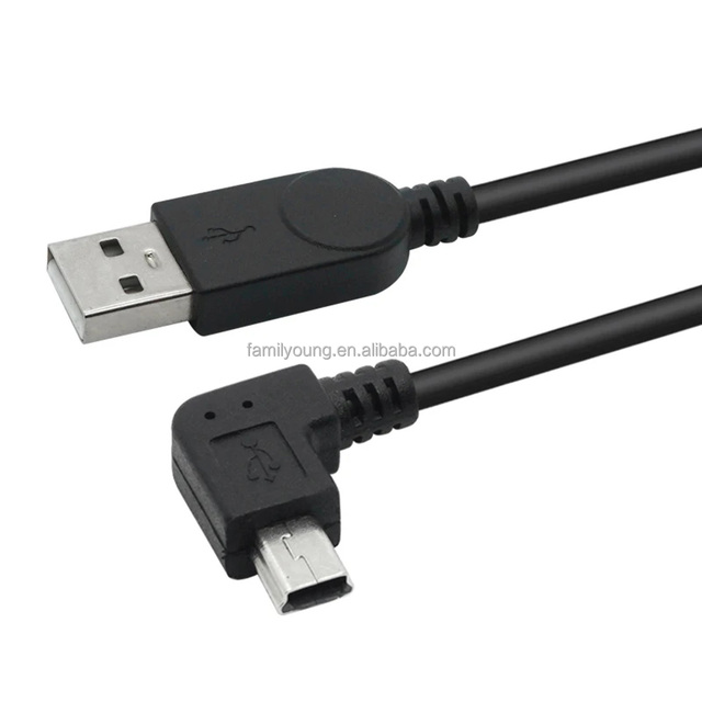Mini USB Cable up Down Left Right Angled 90 Degree USB 2.0 Male to Mini USB 5pin Male Cable for Camera MP4 Tablet 27cm