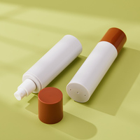 Flacon pulvérisateur sans air en plastique PET écologique 100 ml marron et blanc, calibre 18, pour emballage de brume hydratante cosmétique