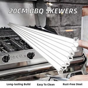 20cm thép không gỉ <span class=keywords><strong>BBQ</strong></span> xiên cho rau tôm thịt gà thịt bò thịt lợn ngoài trời dễ dàng làm sạch sắt và PP Chất liệu túi đóng gói - Product Image 5