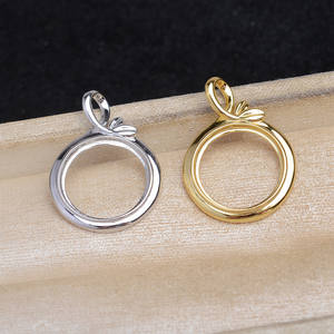 Base para Colgante de Plata S925 con Forma de Manzana, 15.8-16mm, Engaste Vacío para Perlas, Accesorios DIY para Joyería, Acabado en Oro y Plata - Product Image 1