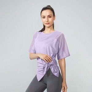 Vêtements de sport respirants à séchage rapide pour femmes grandes tailles, t-shirts de sport à manches courtes, vêtements de yoga amples, col rond - Product Image 5
