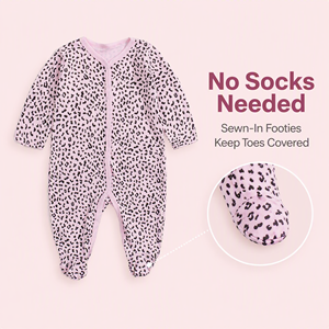 <span class=keywords><strong>Pijama</strong></span> de Bebé con Estampado de León Amarillo, 100% Algodón, Manga Larga, Unisex, con Pies Cubiertos - Product Image 3
