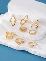 Nouvelle Collection : Ensemble de Bagues Irrégulières Dorées Style Punk, Design Géométrique Exagéré, pour Femme - Vente en Gros de Bijoux