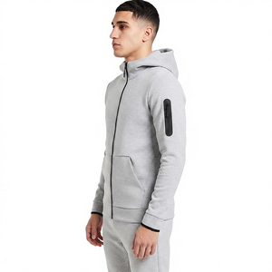 Sweat-shirt à capuche zippé pour homme, design tendance, logo personnalisé, impression numérique, séchage rapide, couleur unie, poche, en tissu peigné, idéal pour l'hiver - Product Image 5