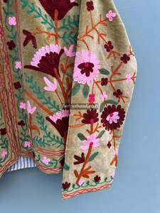 Hand Embroidered Suzani <b>Velvet</b> <b>Coat</b> Floral Boho Chic <b>Women</b> Jacket Traditional Artisan Outerwear Custom Low MOQ - Product Image 3
