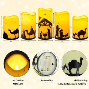 Lot de 5 bougies LED sans flamme en plastique pour crèche, décoration intérieure de Noël - Product Image 4
