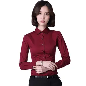 Women's 100 Perecent Cotton Long Sleeve Plus Size Formal OL Shirt
